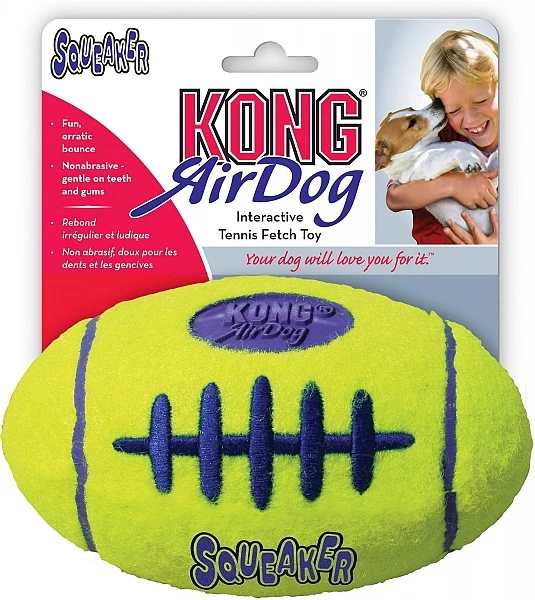 קונג כדור בייסבול KONG Airdog Sמתאים לכלבים מגזעים קטנים ולגורים.כדור אלסטי ניתן ללחיצה.בפנים הכדור ישנה צפצפה שנשמעת עם לחיצה על הכדור.לא מחוספס- עדין לשיניים ולחניכיים.