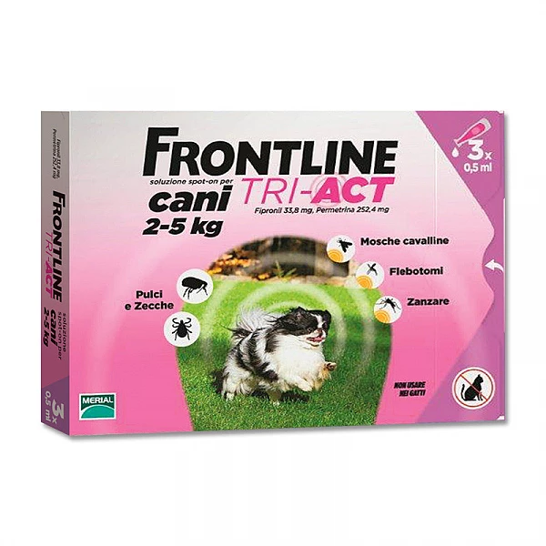 פרונטליין טרי אקט אמפולות נגד טפילים לכלבים זעירים 2-5 ק"ג Frontline Tri-Act