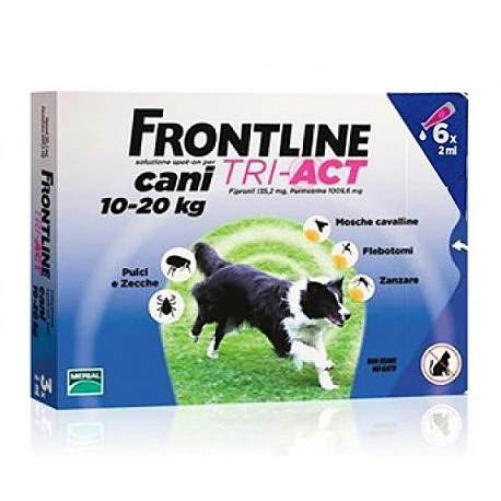 פרונטליין טרי אקט אמפולות נגד טפילים לכלבים בינוניים 10-20 ק"ג Frontline Tri-Act