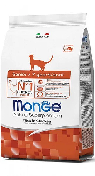 מונג' מבוגר עוף מעל גיל שבע שנים senior kibbles Monge