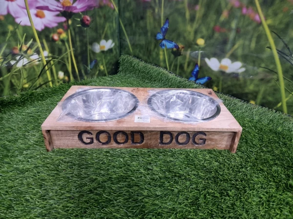 כלי אוכל לכלבים מעץ מעוצב GOOD DOG