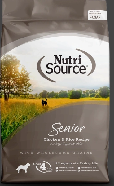 נוטרי סורס סניור עוף עם אורז חום 6.8 קג NutriSource