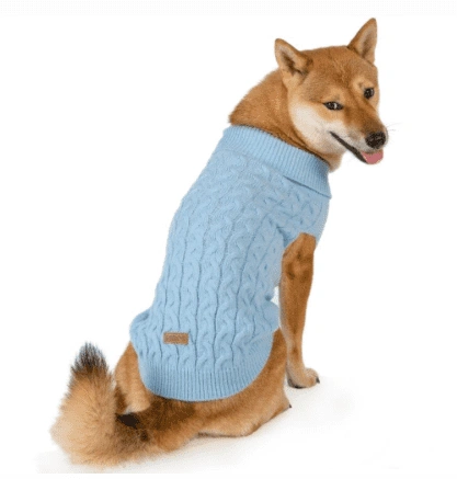 סוודר לכלב קטן תכלת צמות