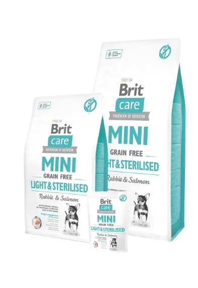בריט קאר מזון לכלבים מיני לייט מסורס עם סלמון Brit Care Mini Light & Sterilized